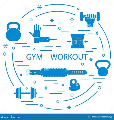 Powerlifting Gym Workout Elements Arranged in a Circle. Stock Vector ...