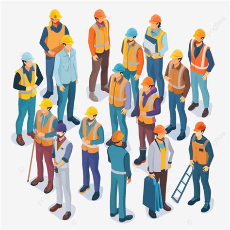 Labor Union Employees Isometric Composition Banner Character