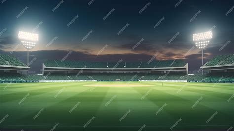 Premium AI Image | Cricket stadium in lights and flashes Generative ai