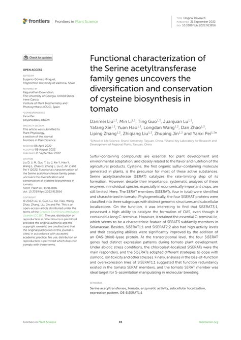 Pdf Functional Characterization Of The Serine Acetyltransferase