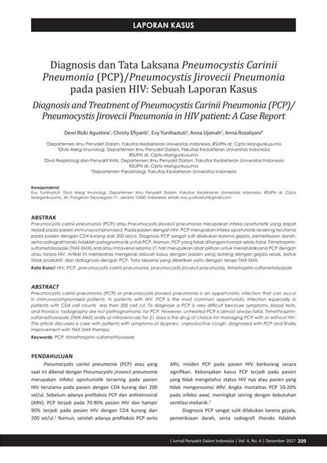 Pdf Diagnosis And Treatment Of Pneumocystis Carinii Pneumonia Dokumentips