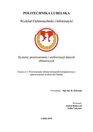 Projekt Politechnika Lubelska Wydzia Elektrotechniki I Informatyki