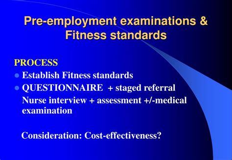 Ppt Pre Employment Examinations And Fitness Standards Powerpoint