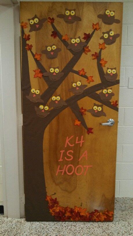 Fall Classroom Door With Student Made Owls Fall Classroom