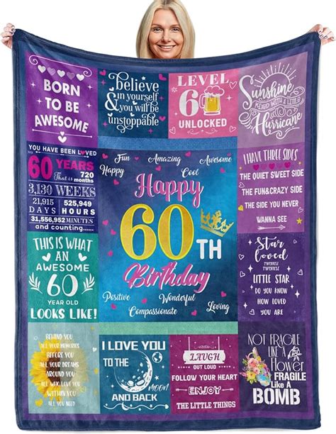 Xinvery 60th Birthday Ts Blanket For Women Men 60th Birthday Decorations Blanket For Her 60