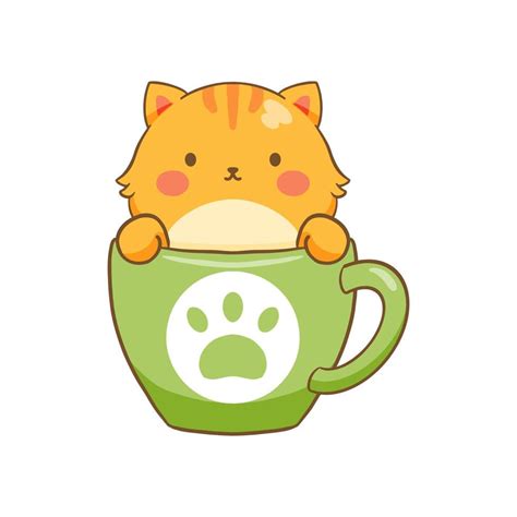 Cute Cat In Cup Illustration 12052174 Vector Art At Vecteezy