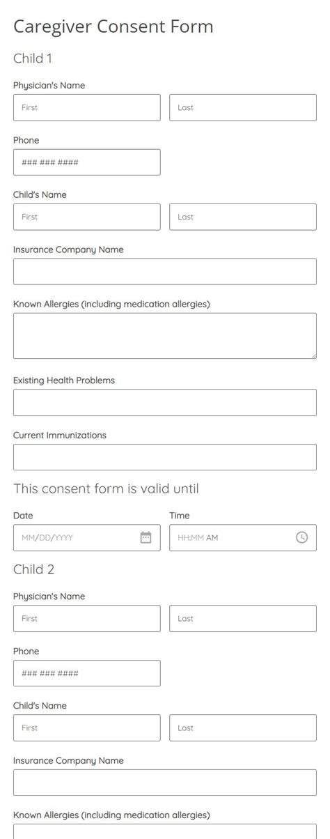 Caregiver Consent Form Template Formbuilder