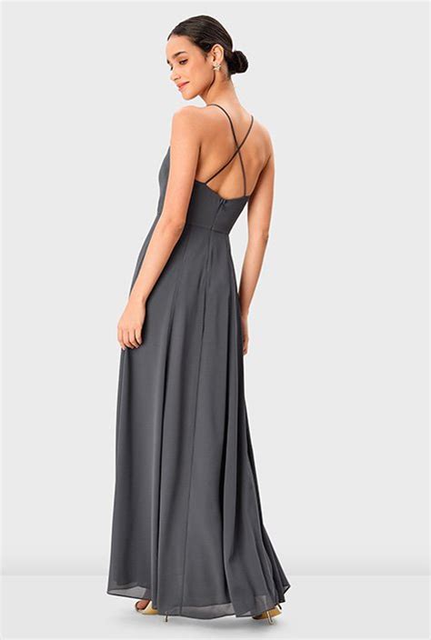 Shop Cowl Neck Chiffon Maxi Dress Eshakti