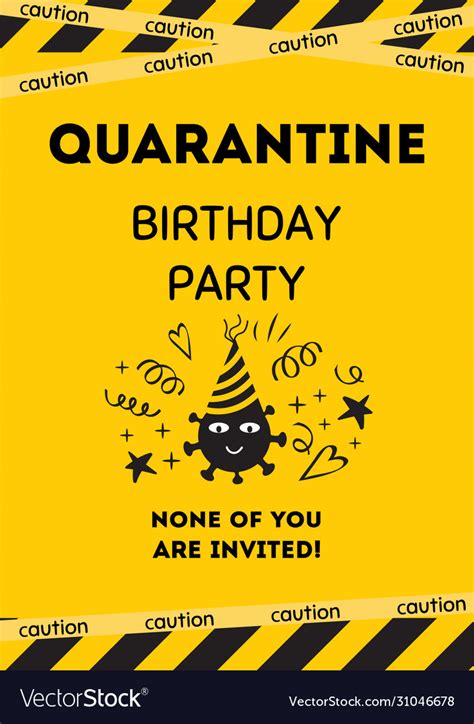 Quarantine Birthday Party Invitation Template Vector Image