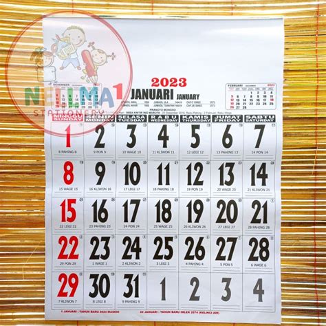 Kalender Kerja Jumbo New Desain 2023 Kalender Dinding Jumbo Angka Besar