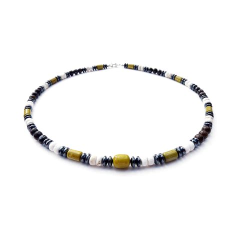 21 Self Realization Mens Beaded Necklace Turquoise And Onyx Necklace