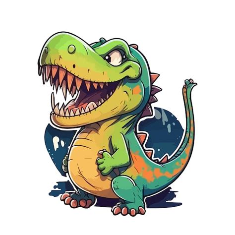 Lindo Estilo De Dibujos Animados De Dinosaurios Vector Premium