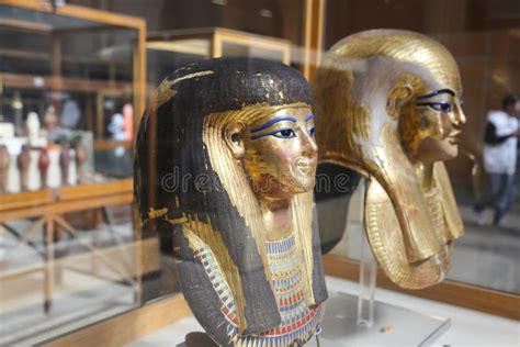 Ancient Goldy Masks - Egyptian Museum Editorial Photography - Image of ...