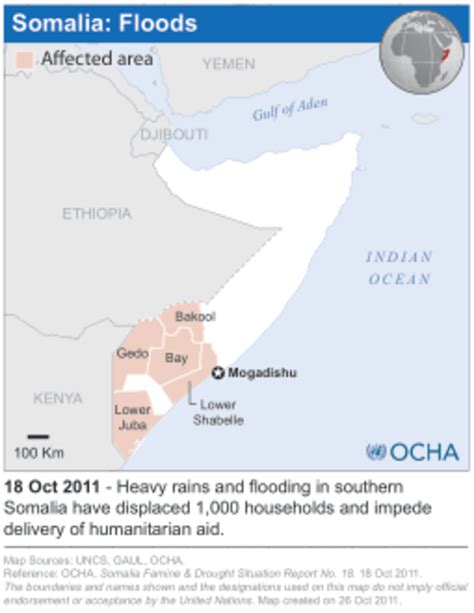 Somalia: Floods (as of 18 Oct 2011) - Location Map | OCHA