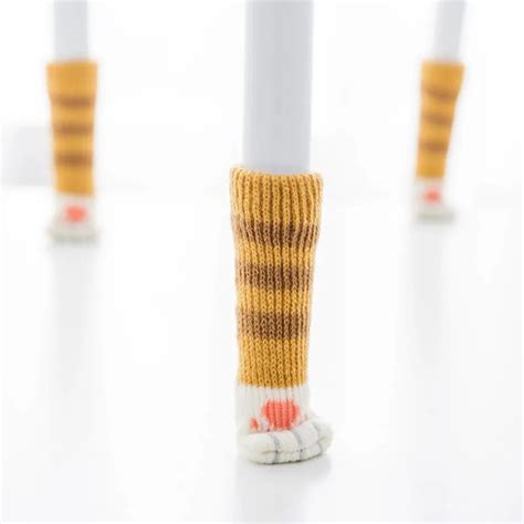 4pcs Knitting Chair Leg Socks Cat Scratching Socks Home Furniture Leg