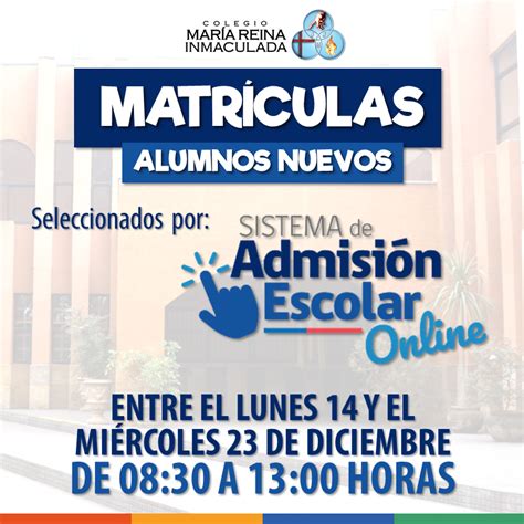 PROCESO DE MATRÍCULAS ALUMNOS SELECCIONADOS POR SAE Colegio María