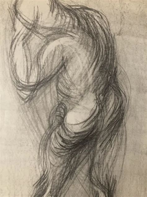 TRÈS BEAU DESSIN Crayon 1950 Corps Nu Nue Erotique Femme Feminin A