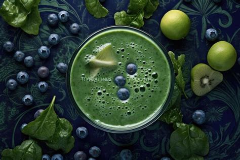 Premium Ai Image Spinach Green Smoothie Detox