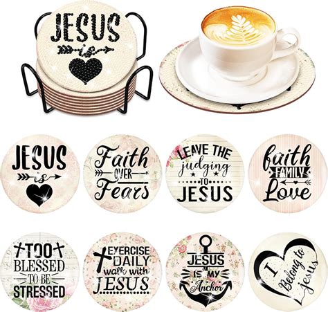 8 Pcs Bible Verse Diamond Art Coasters Christian Diamond