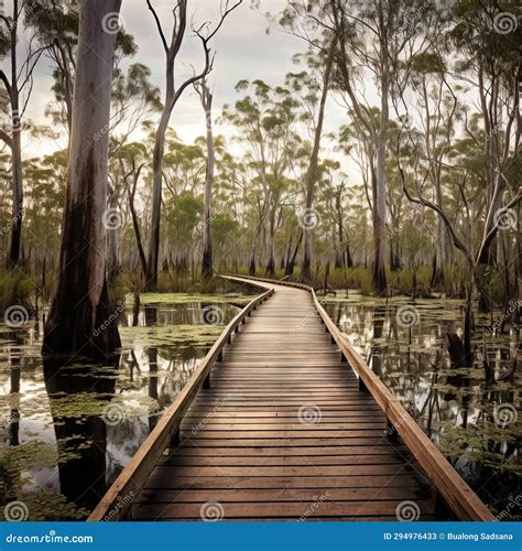 Boardwalk Through Melaleuca Made With Generative Ai Illustration