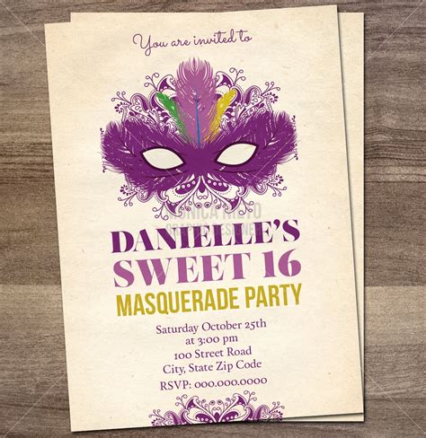 Printable Sweet 16 Masquerade Birthday Party Invitation/ Mardi - Etsy