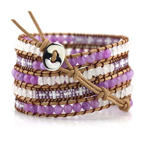 Violet Stone Bead Wrap Bracelet TTT Jewelry