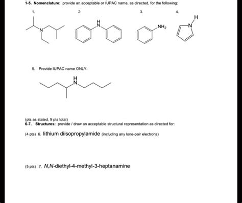 Solved Nomenclature Provide An Acceptable Or Iupac Name As Directed