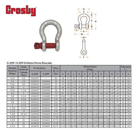 Grilletes Perno Roscado Crosby G 209 S 209 CS Beaver