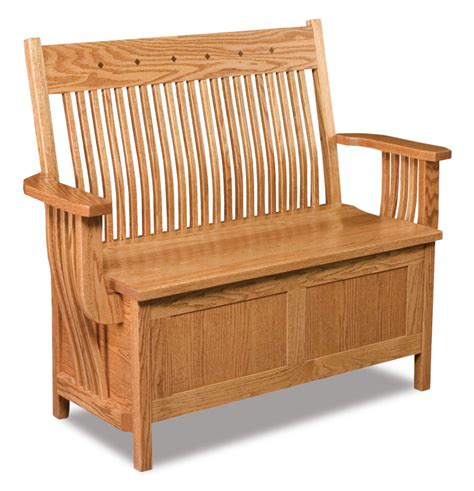 Lowback Royal Mission Bench Amish Solid Wood Benches Kvadro Furniture