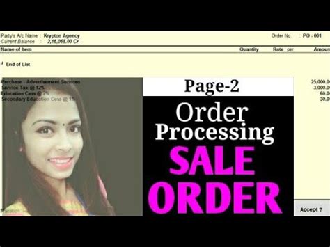 Sale Order Order Processing Tally Shortcut Keys Ess