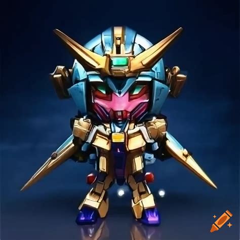 Chibi Gundam Robot With Metallic Armor And Jetfighter Wings On Craiyon