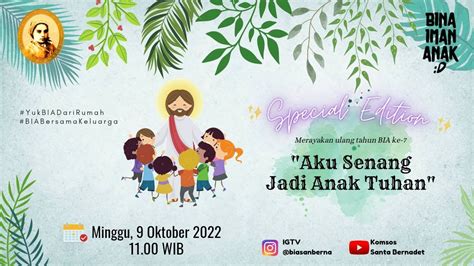 Bina Iman Anak Online Santa Bernadet 9 Oktober 2022 YouTube