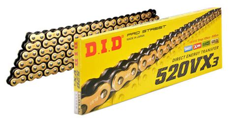 DID 520 VX3 X-Ring X-Ring Motorbike Chain - 120 links Gold/Black
