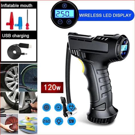 120W Car Air Pump Wireless/Wired Electric Car Tire Inflatable Pump ...