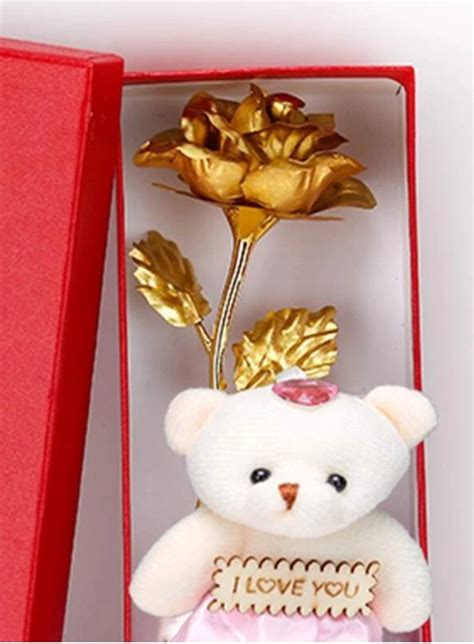 Gouden Roos Incl Zeep Beer Rozen Geschenkdoos Liefdes