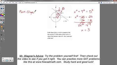 Sat Math Question 12 Circles Point Slope Form And Tangent Lines