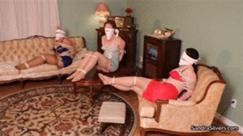 Vintage Vixens Captured Lounging Retro Roped MILF Damsel In Trio Blindfolded Gagged Bound