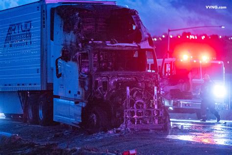 Semi Truck Hauling Ups Packages Catches Fire Along I 15 Freeway In