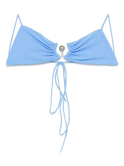 Christopher Esber Ruched Orbit Bikini Top Blue FARFETCH