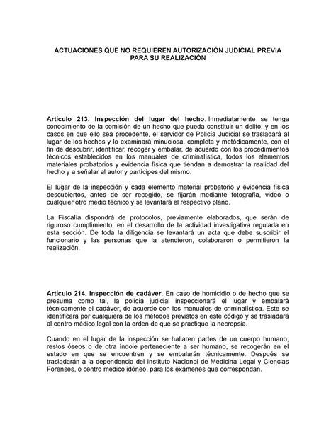 Actuaciones Que No Requieren Autorizacion Judicial Previa Para Su