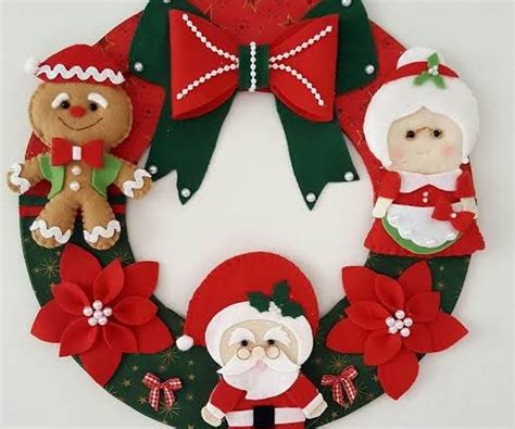 Guirlanda De Natal Em Feltro - Guirlanda de Natal: Modelos em feltro, EVA e material reciclável