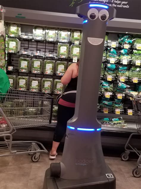 My grocery store has a robot that just scoots around and talks every