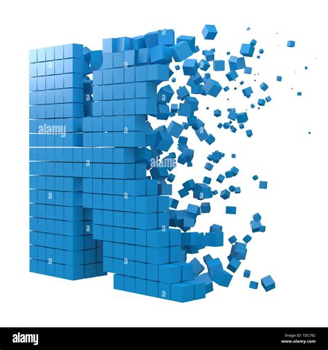 Letter K Shaped Data Block Version With Blue Cubes 3d Pixel Style