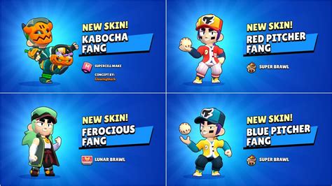 ALL FANG SKINS UNLOCK ANIMATION Brawl Stars YouTube