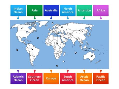 Continents And Oceans Labelled Diagram