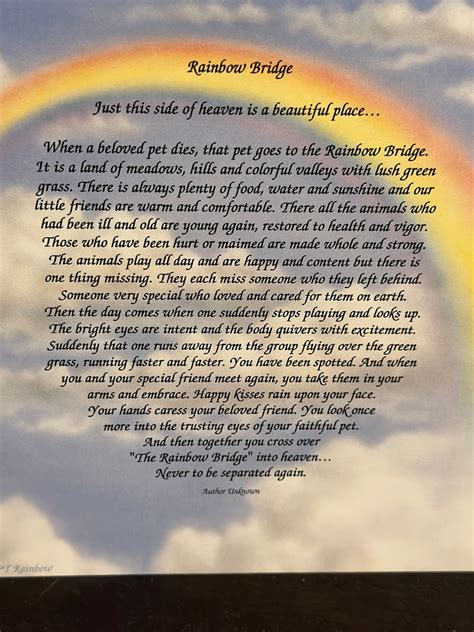 Rainbow Bridge Poem . Pet Memorial . Pet Loss Gift . Rainbow RB2020 - Etsy