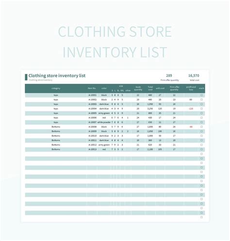 Store Clothing Inventory Registration Form Excel Template And Google