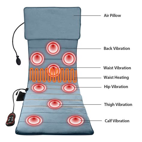 Massage Mat Cushion Full Body Airbag Heating Massage Pad 9 Vibrating Motors Neck Shoulder Back