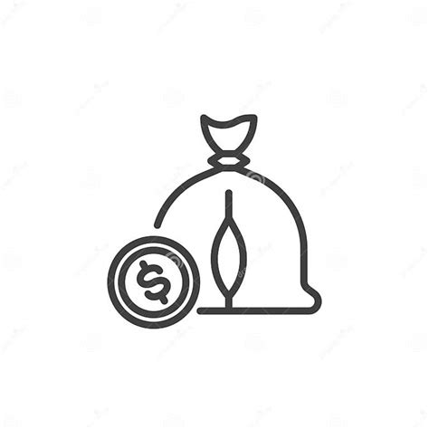 Torn Money Bag Line Icon Stock Vector Illustration Of Business 242998543