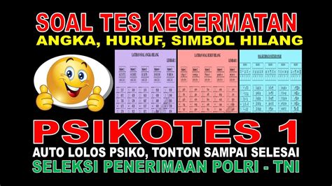 Soal Tes Kecermatan Angka Hilang Huruf Hilang Simbol Hilang